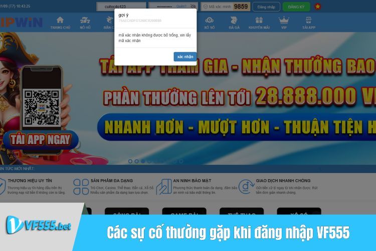 Các sự cố thường gặp khi đăng nhập VF555